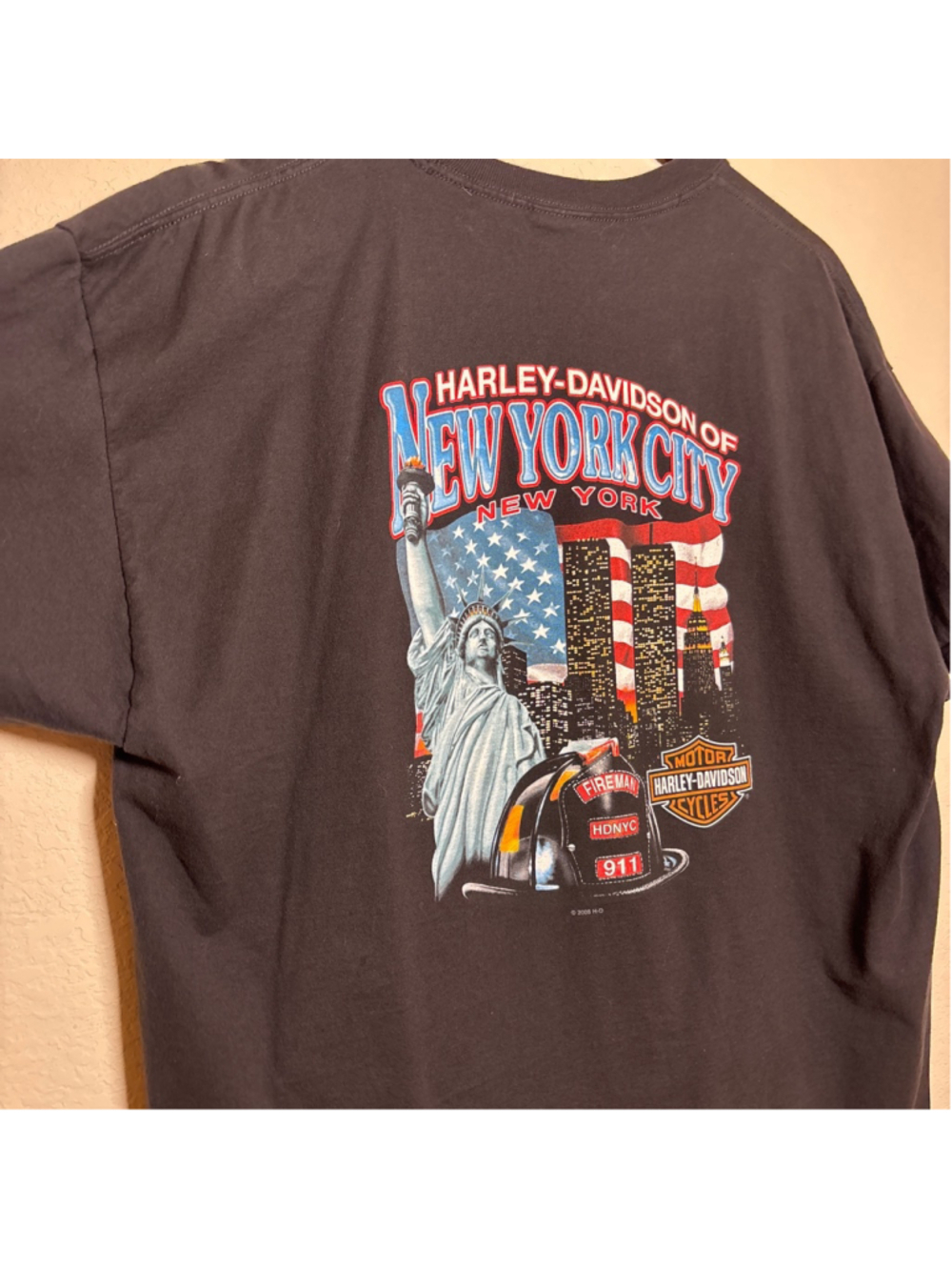 Harley-Davidson New York 9-11 vintage tee, NY fireman, Twin Towers, vintage XL - Picture 4 of 9